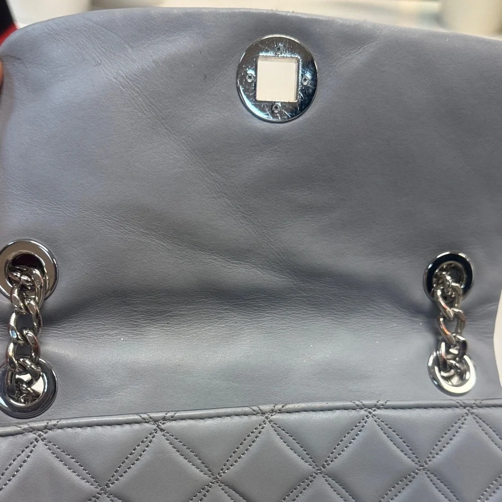 Kate Spade Quilted Gray Shoulder Bag with Chain Strap